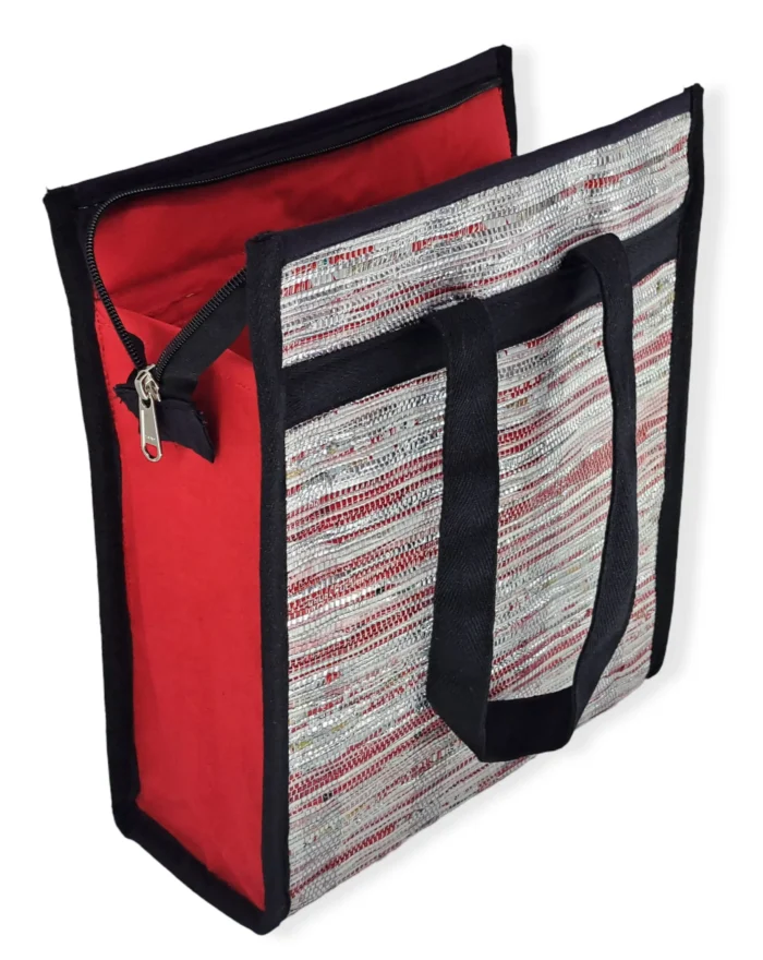 Tote Tiffin Bag Silver-Red