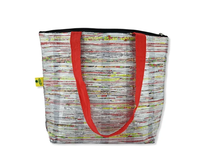 Shopping Bag Silver-Red