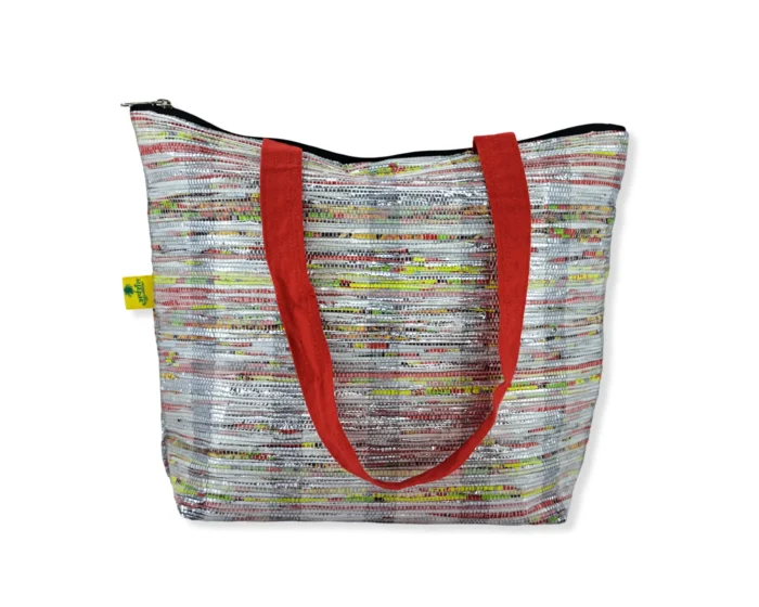 Shopping Bag Silver-Red