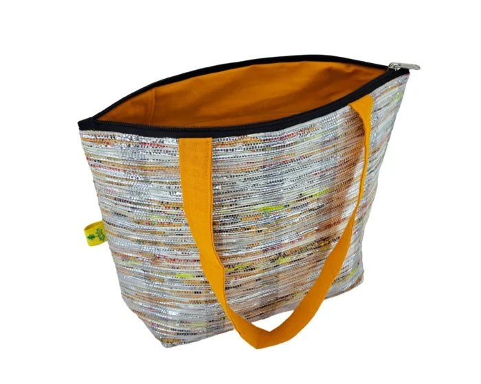 Shopping Bag Silver-Yellow