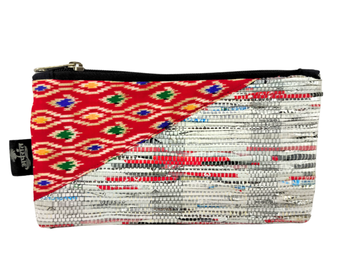 White and Red Corner Patch Hand Pouch Fancy – Stylish Accessory