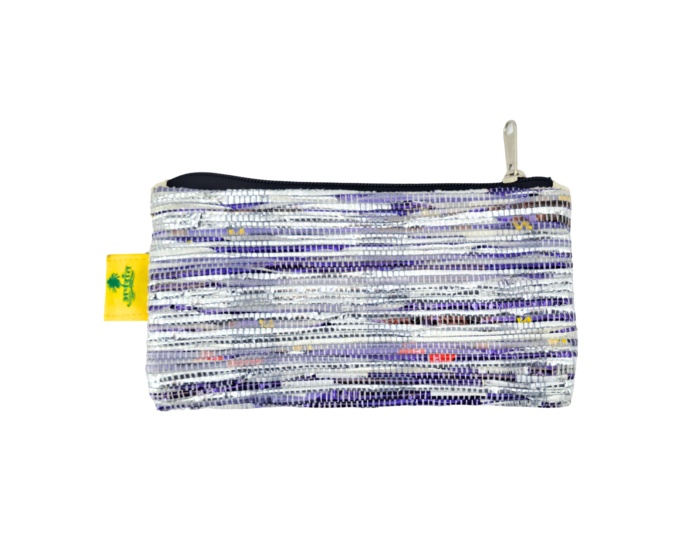 Stylish Silver and Purple Hand Pouch – Compact & Trendy Accessory