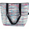 Aparant Upcycled and Handmade Shopping Bag Multicolor Silver and Pink Blue, Black Belt (Product Image)