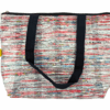 Aparant Upcycled and Handmade Shopping Bag Multicolor Red and White, Black Belt (Product Image)